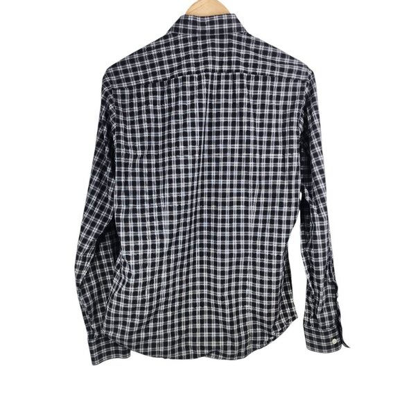 Theory Plaid Button Front Dress Shirt Men's Size S Black and White - Picture 2 of 8